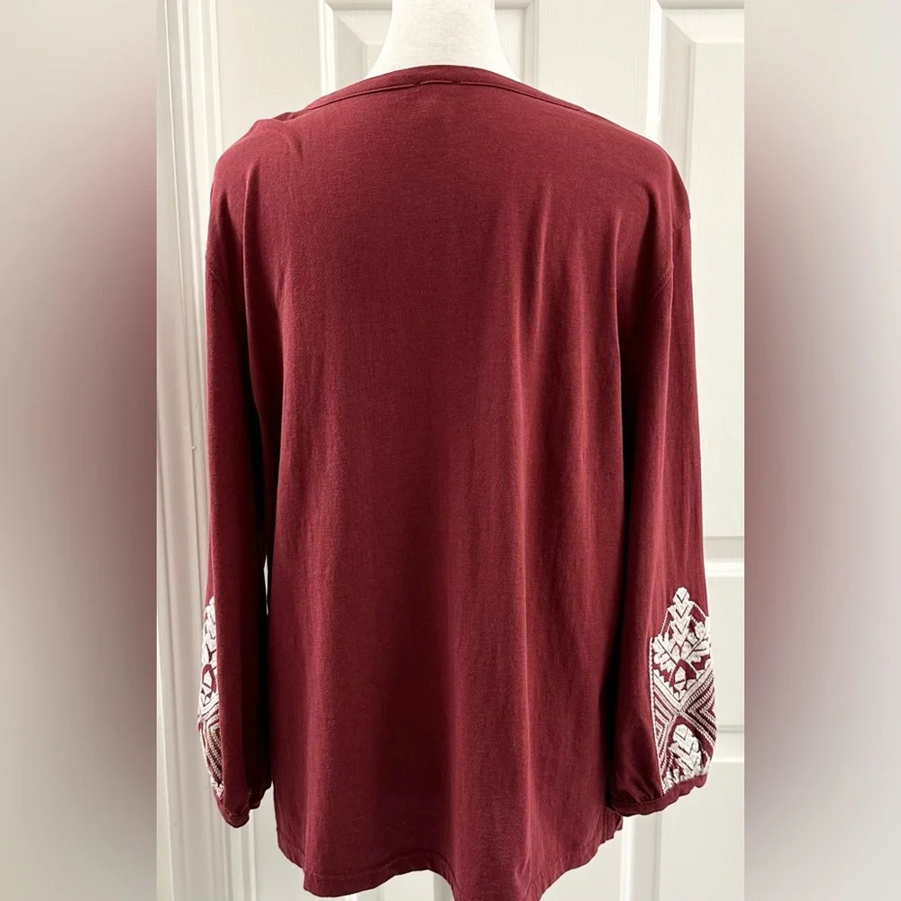J.CREW‎ Womens Embroidered Tie-neck Tencel Cotton Knit Tee Top Blouse Size S